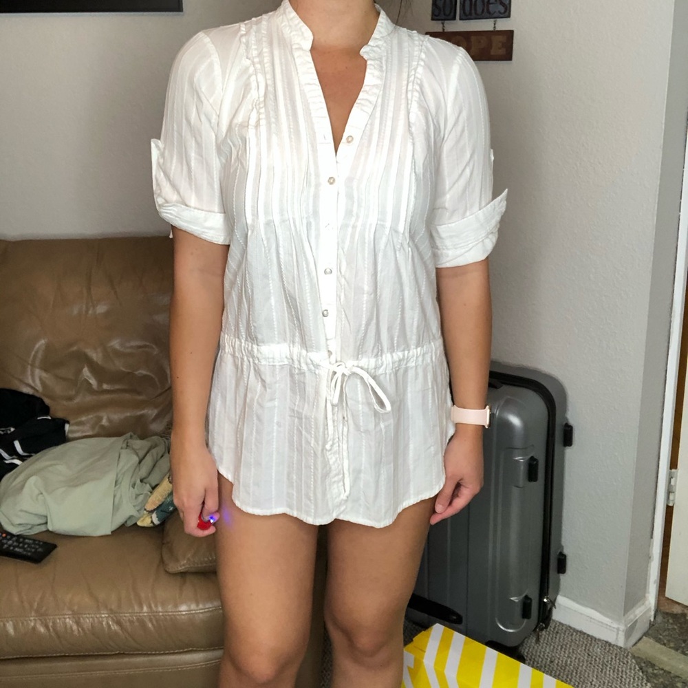 White button down cover up
